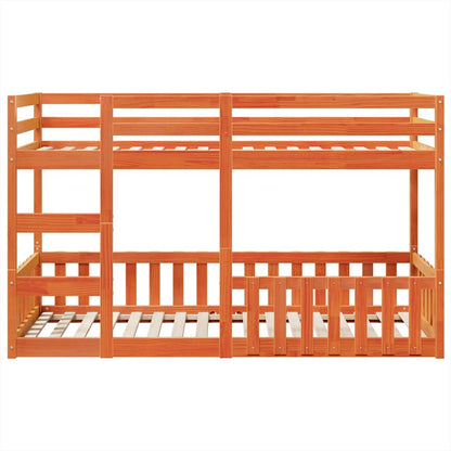 Bunk Bed Wax Brown 90x200 cm Solid Wood Pine