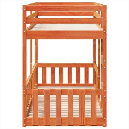 Bunk Bed Wax Brown 90x200 cm Solid Wood Pine