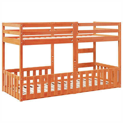 Bunk Bed Wax Brown 90x200 cm Solid Wood Pine