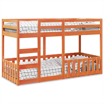 Bunk Bed Wax Brown 90x200 cm Solid Wood Pine