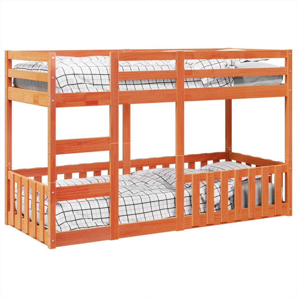 Bunk Bed Wax Brown 75x190 cm Solid Wood Pine