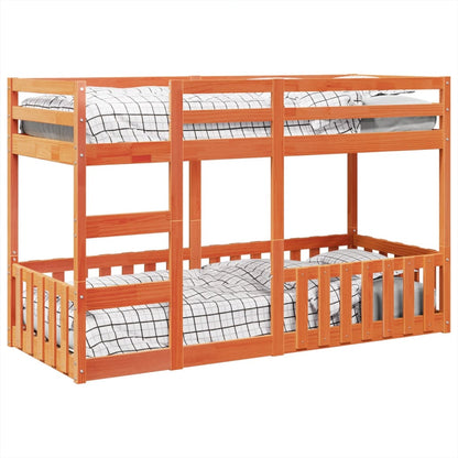 Bunk Bed Wax Brown 75x190 cm Solid Wood Pine
