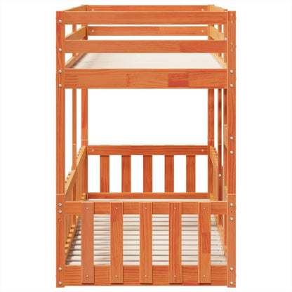 Bunk Bed Wax Brown 75x190 cm Solid Wood Pine