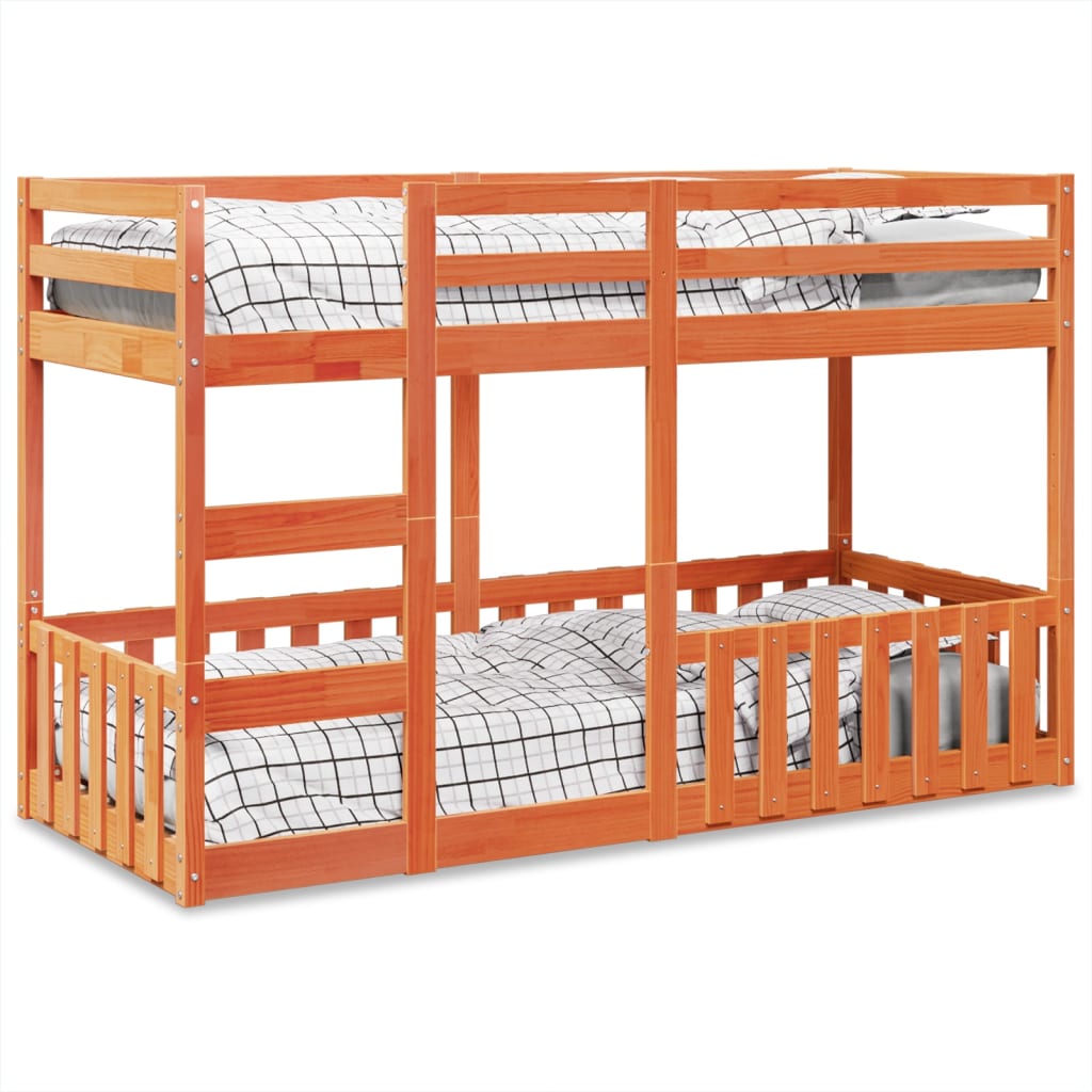 Bunk Bed Wax Brown 75x190 cm Solid Wood Pine