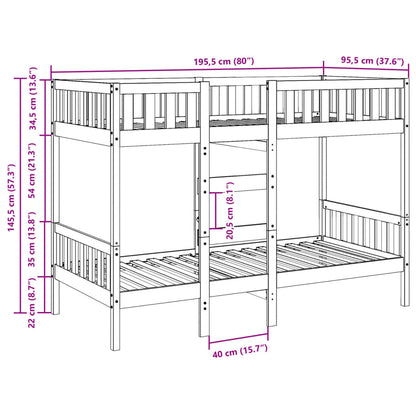 Bunk Bed White 90x190 cm Solid Wood Pine