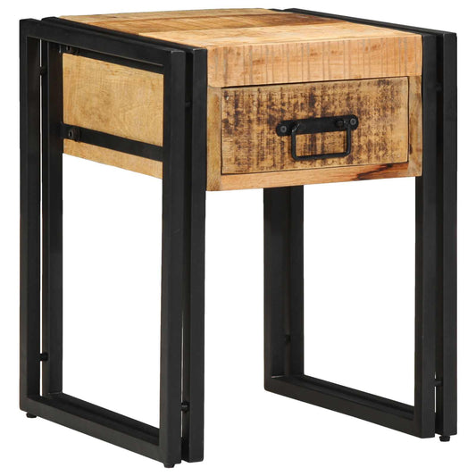 End Table Brown and Black 40 x 40 x 50 cm Solid Mango Wood