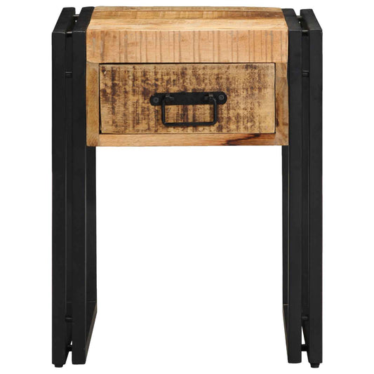 End Table Brown and Black 40 x 40 x 50 cm Solid Mango Wood