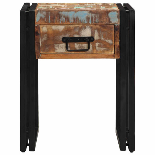 End Table with Drawer 40 x 40 x 50 cm Solid Reclaim Wood