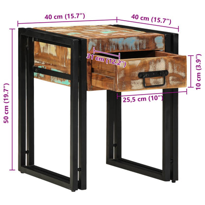 End Table with Drawer 40 x 40 x 50 cm Solid Reclaim Wood
