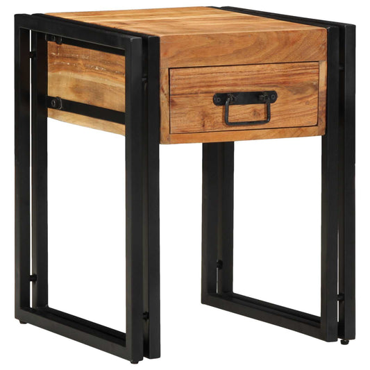 End Table Brown and Black 40 x 40 x 50 cm Solid Acacia Wood