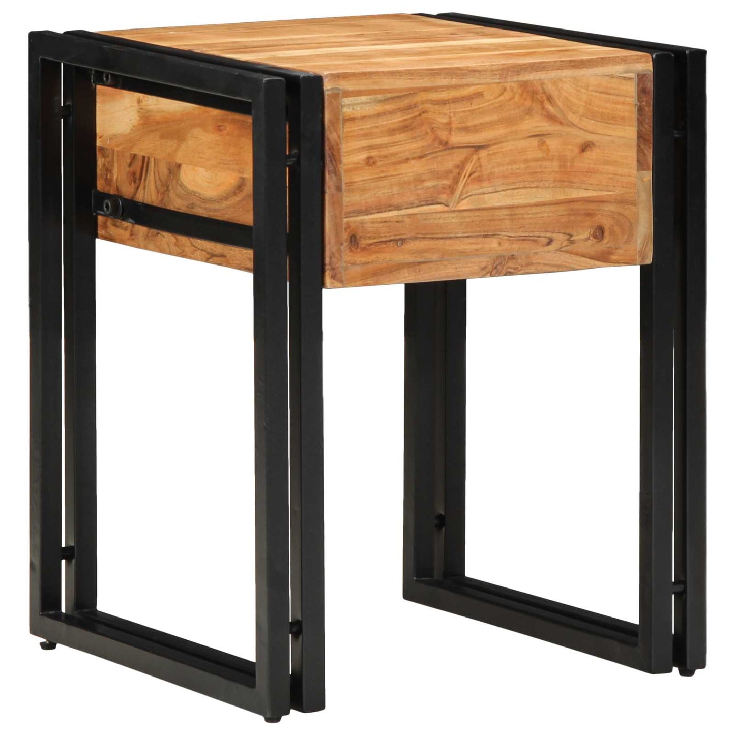 End Table Brown and Black 40 x 40 x 50 cm Solid Acacia Wood