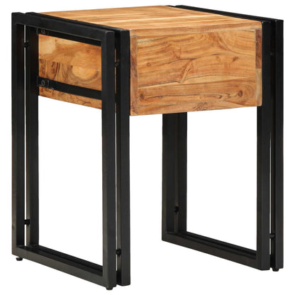 End Table Brown and Black 40 x 40 x 50 cm Solid Acacia Wood