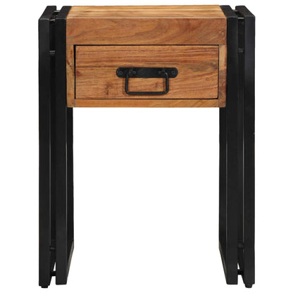 End Table Brown and Black 40 x 40 x 50 cm Solid Acacia Wood