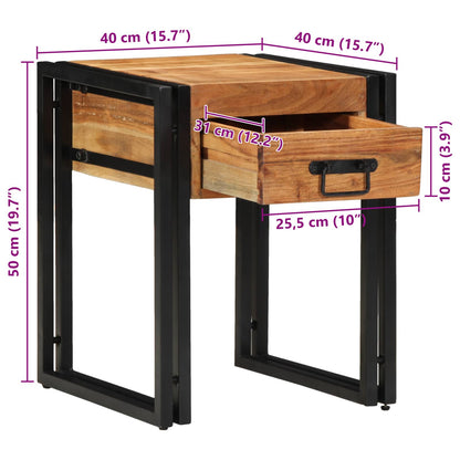 End Table Brown and Black 40 x 40 x 50 cm Solid Acacia Wood