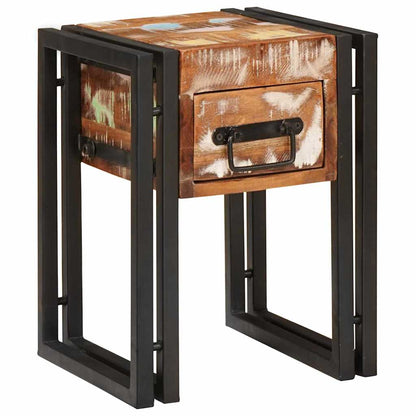 End Table with Drawer 30 x 30 x 40 cm Solid Reclaim Wood