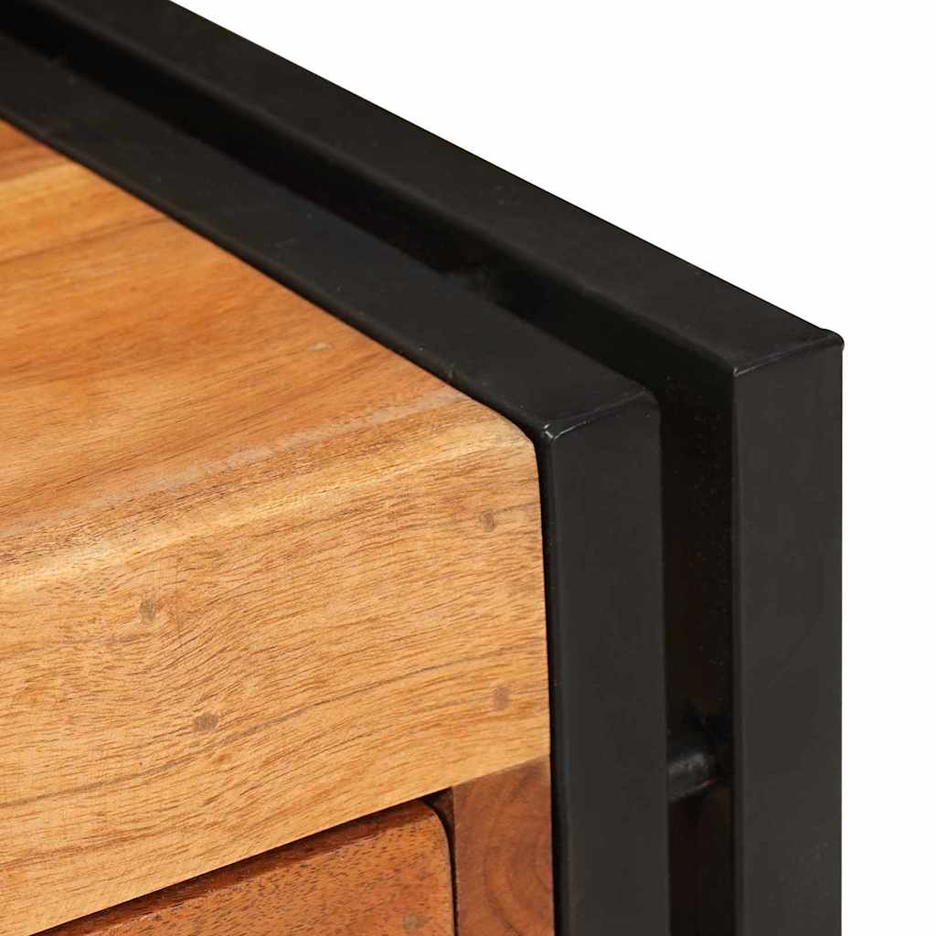 End Table Brown and Black 30 x 30 x 40 cm Solid Acacia Wood