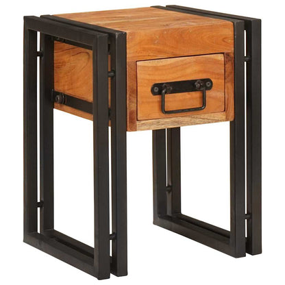 End Table Brown and Black 30 x 30 x 40 cm Solid Acacia Wood
