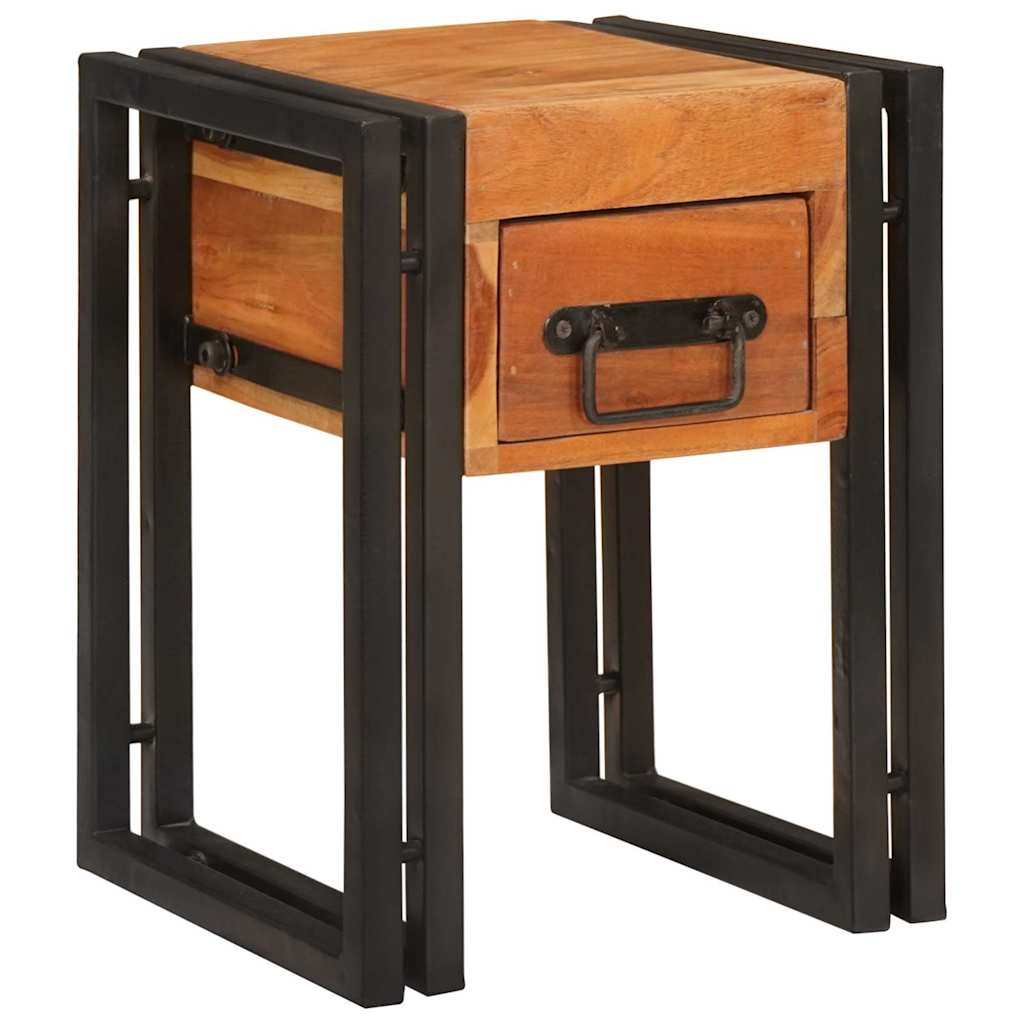End Table Brown and Black 30 x 30 x 40 cm Solid Acacia Wood
