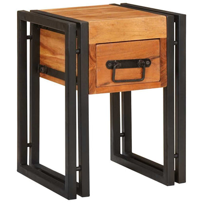 End Table Brown and Black 30 x 30 x 40 cm Solid Acacia Wood