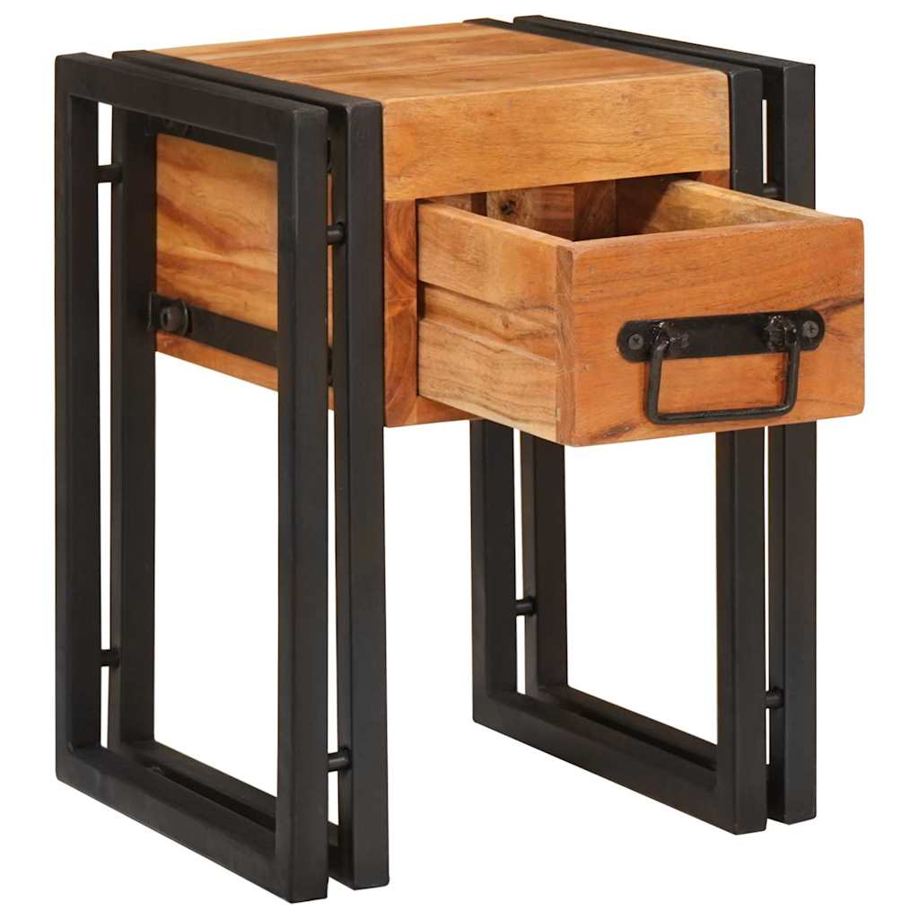 End Table Brown and Black 30 x 30 x 40 cm Solid Acacia Wood