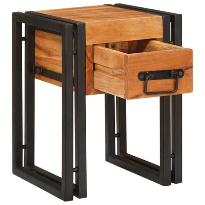 End Table Brown and Black 30 x 30 x 40 cm Solid Acacia Wood