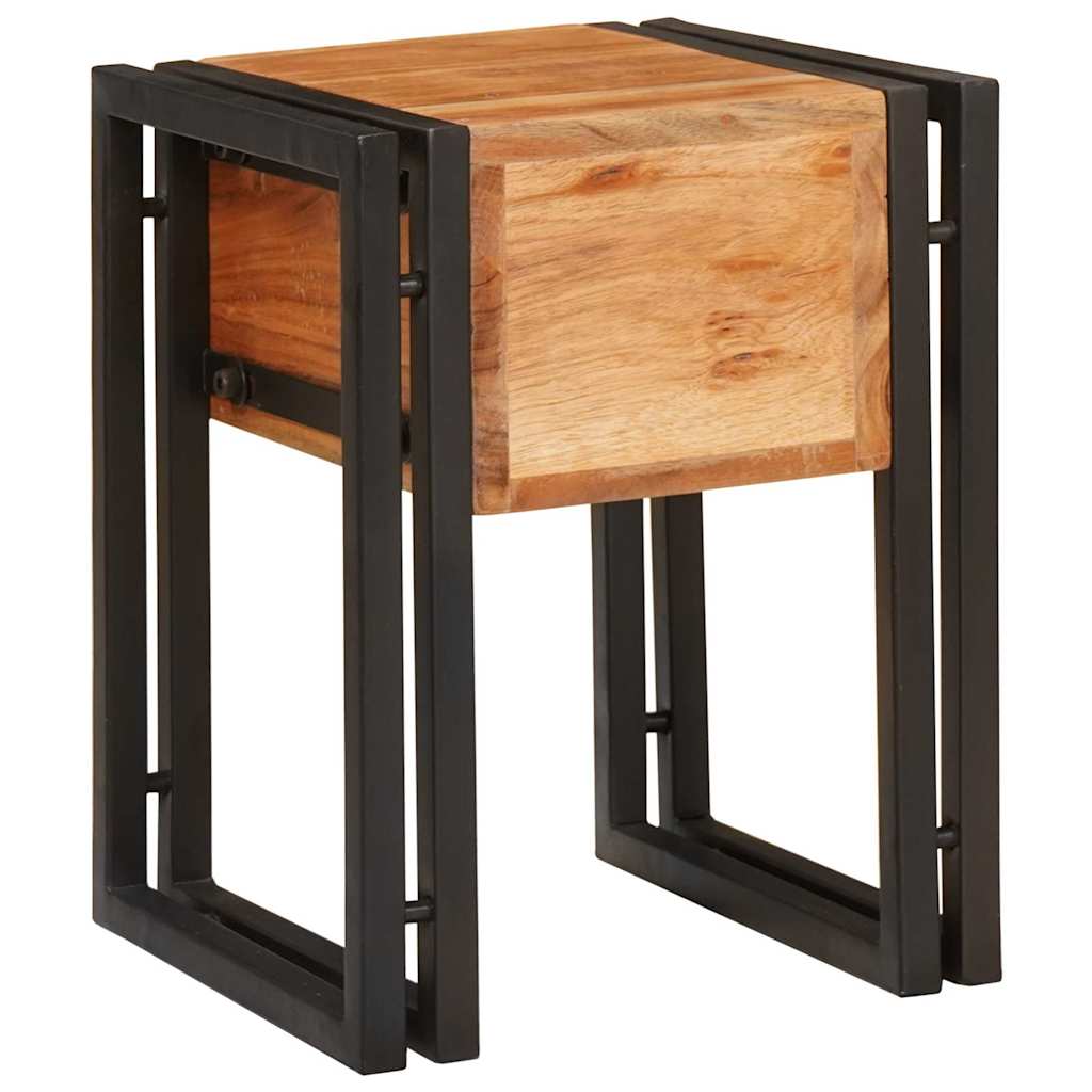 End Table Brown and Black 30 x 30 x 40 cm Solid Acacia Wood
