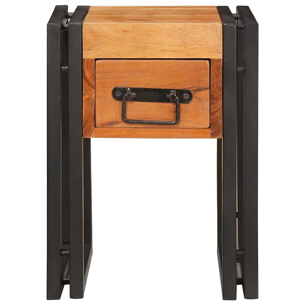 End Table Brown and Black 30 x 30 x 40 cm Solid Acacia Wood