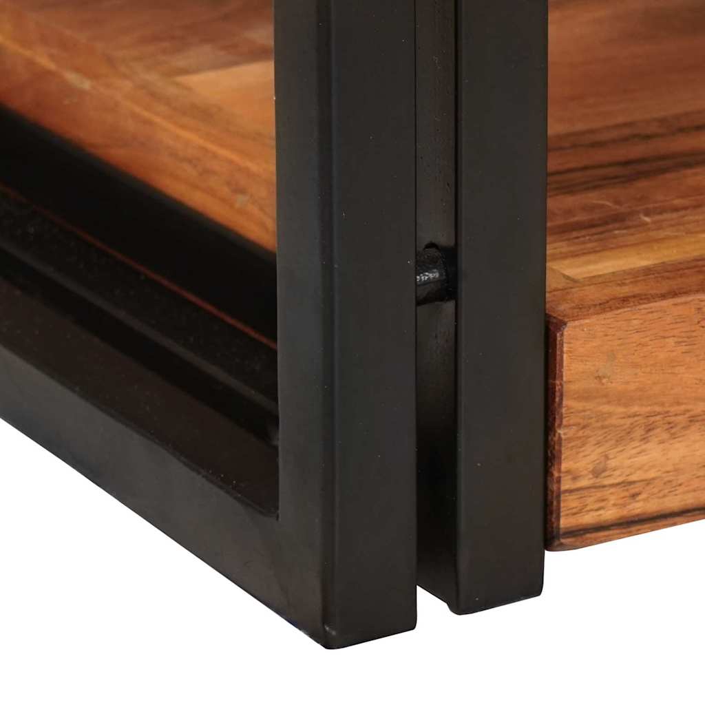 Bedside Table 2 pcs Brown and Black Solid Wood Acacia