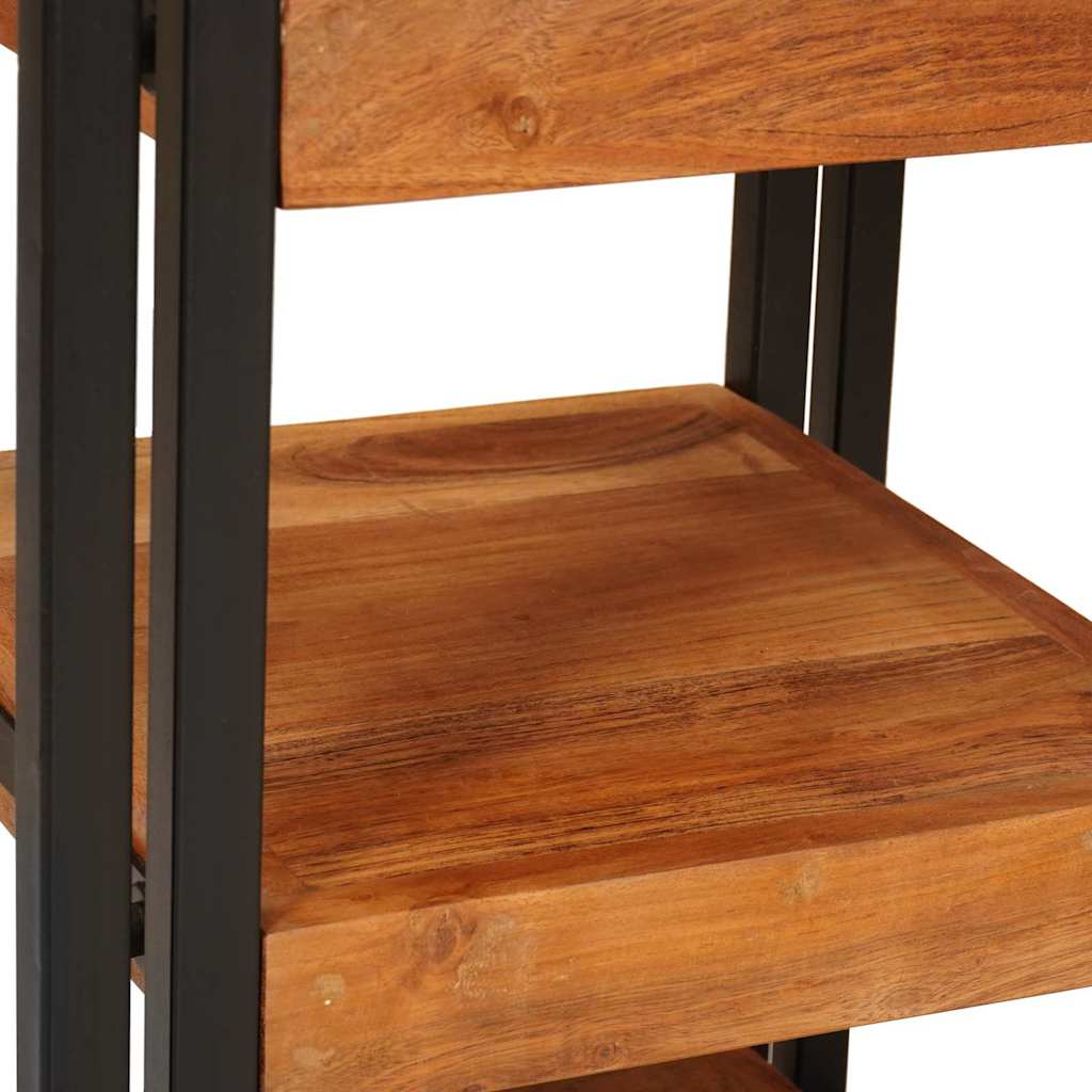 Bedside Table 2 pcs Brown and Black Solid Wood Acacia