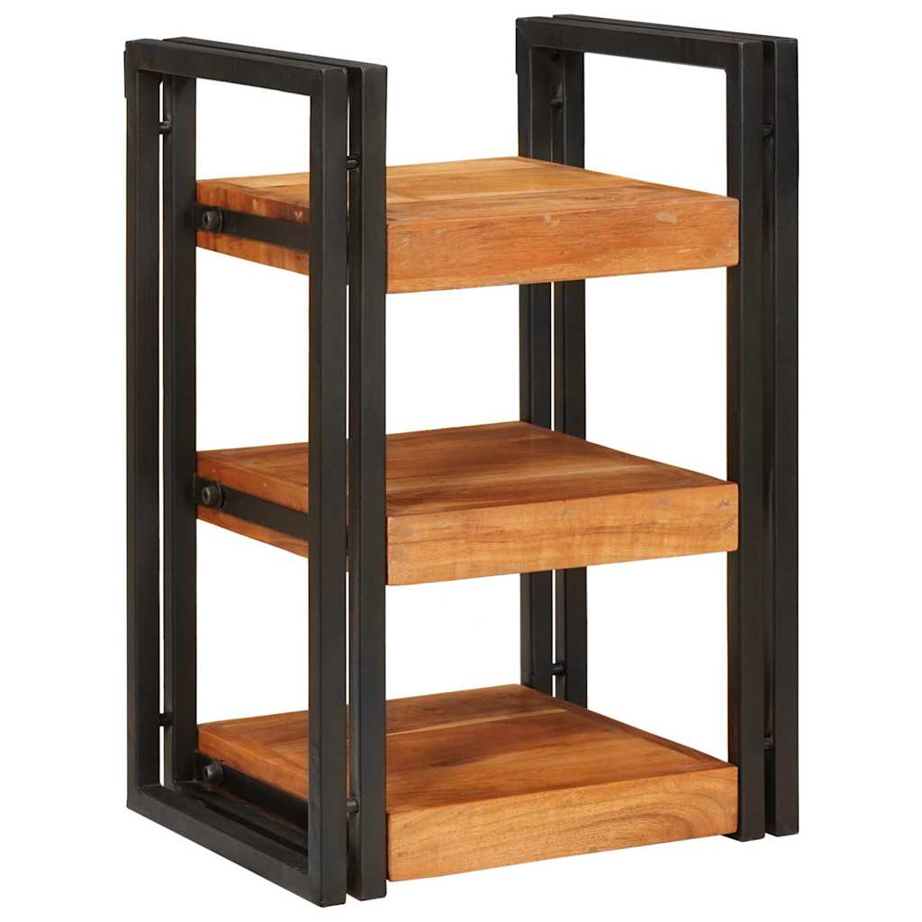 Bedside Table 2 pcs Brown and Black Solid Wood Acacia