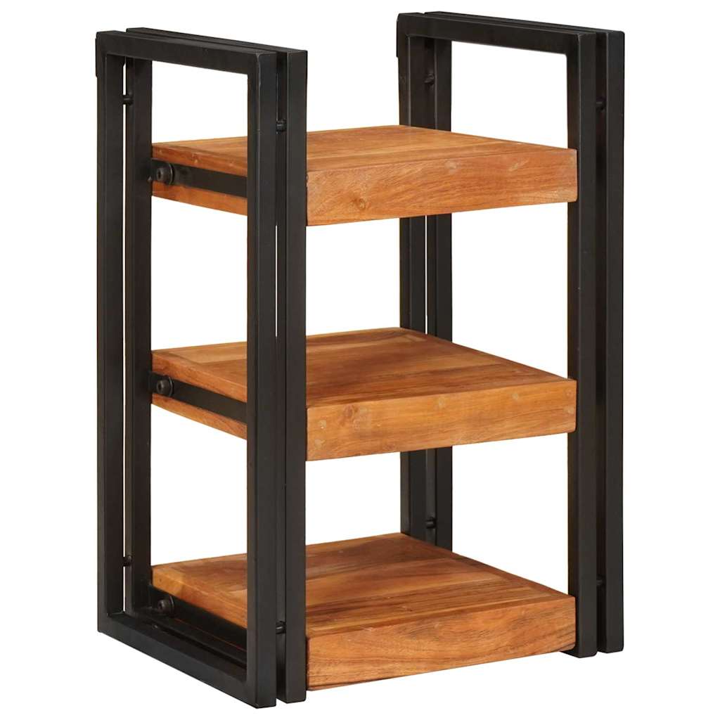 Bedside Table 2 pcs Brown and Black Solid Wood Acacia