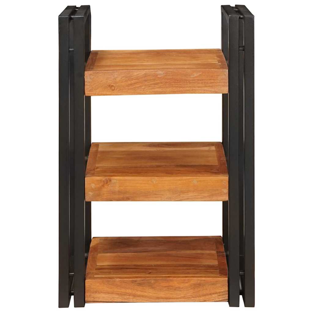Bedside Table 2 pcs Brown and Black Solid Wood Acacia