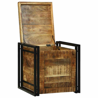 Storage Box Brown and Black 50 x 50 x 50 cm Rough Mango Wood