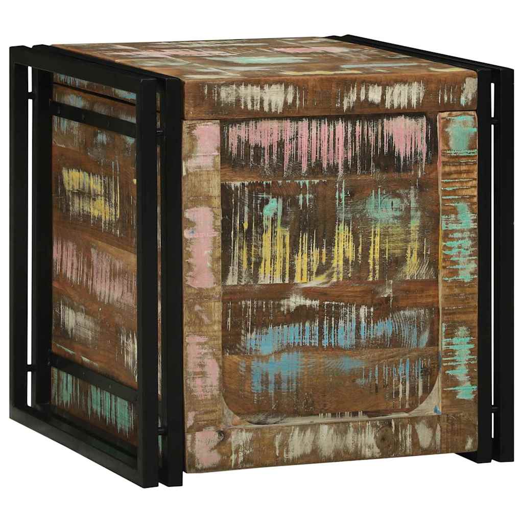 Storage Box Brown and Black 50 x 50 x 50 cm Solid Reclaim Wood