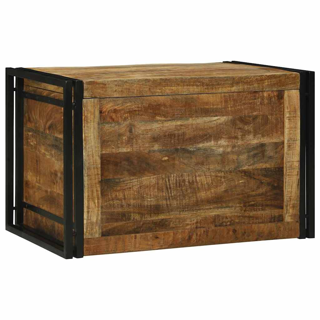 Storage Box Brown and Black 80 x 50 x 50 cm Rough Mango Wood