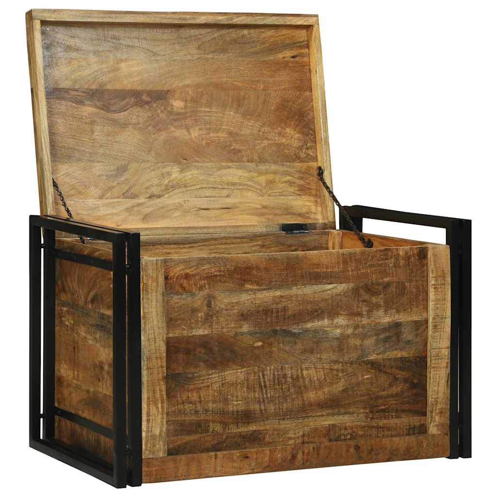 Storage Box Brown and Black 80 x 50 x 50 cm Rough Mango Wood