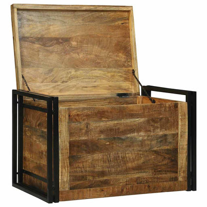 Storage Box Brown and Black 80 x 50 x 50 cm Rough Mango Wood