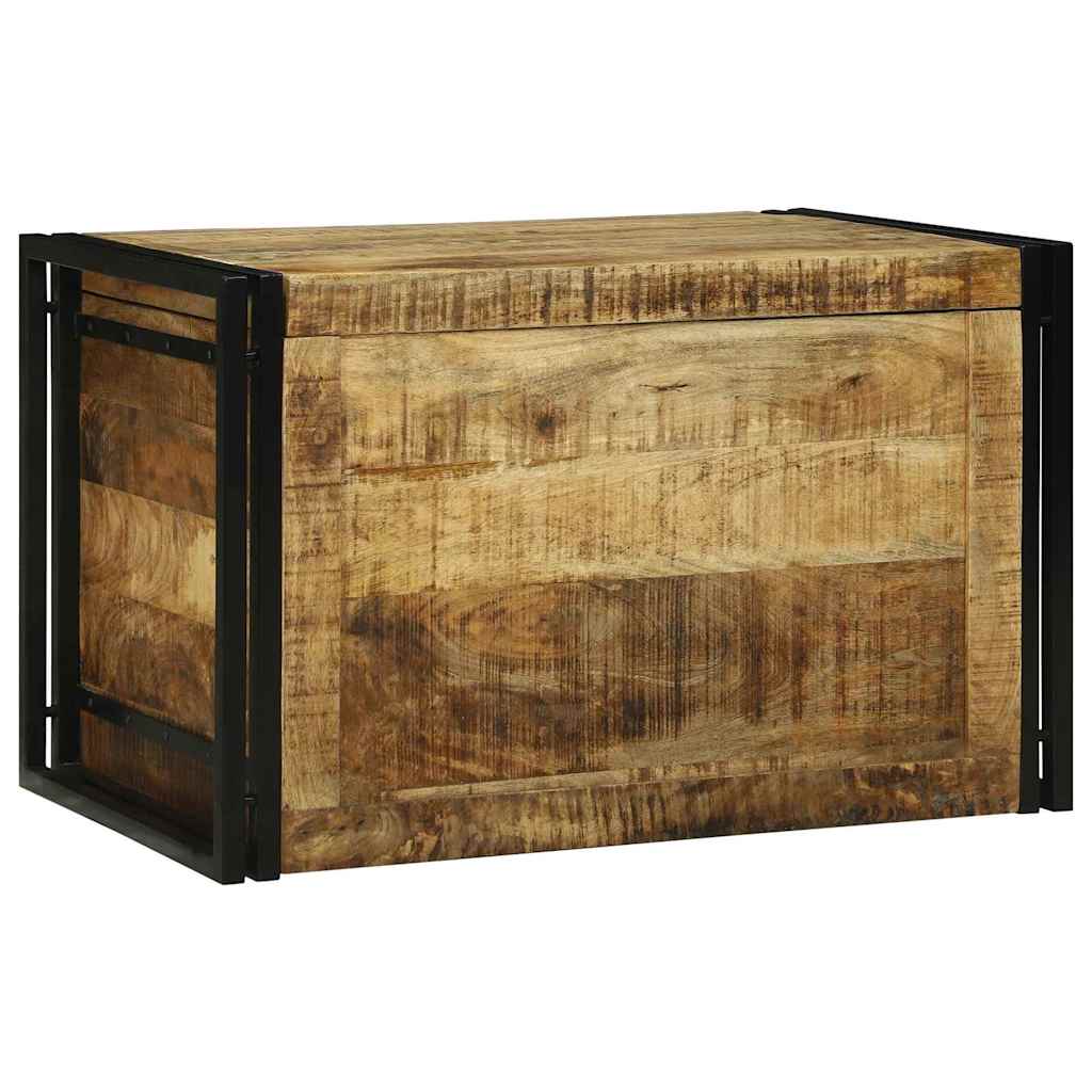 Storage Box Brown and Black 80 x 50 x 50 cm Rough Mango Wood