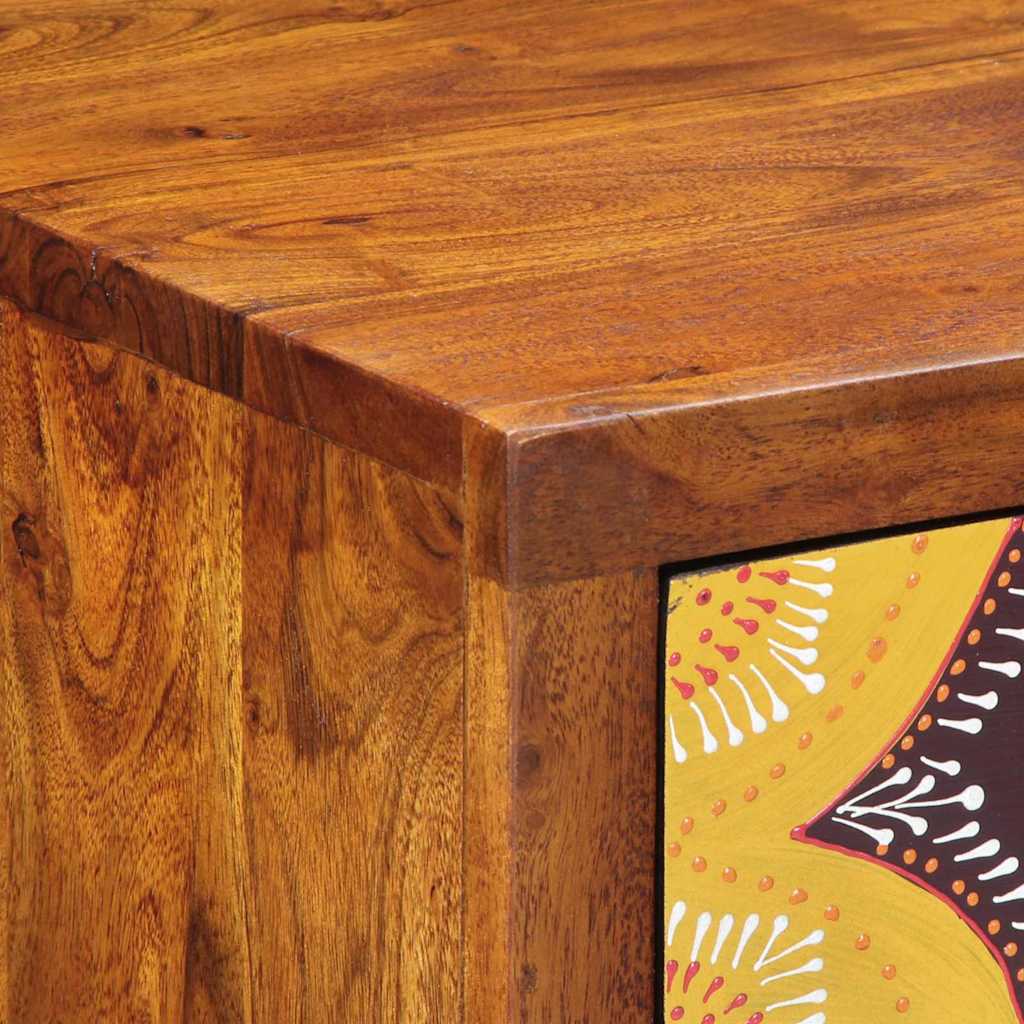 Floral End Table with Drawer with Storage Brown 40 x 35 x 75 cm