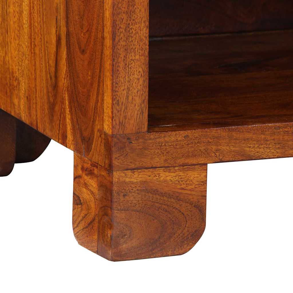 Floral End Table with Drawer with Storage Brown 40 x 35 x 75 cm