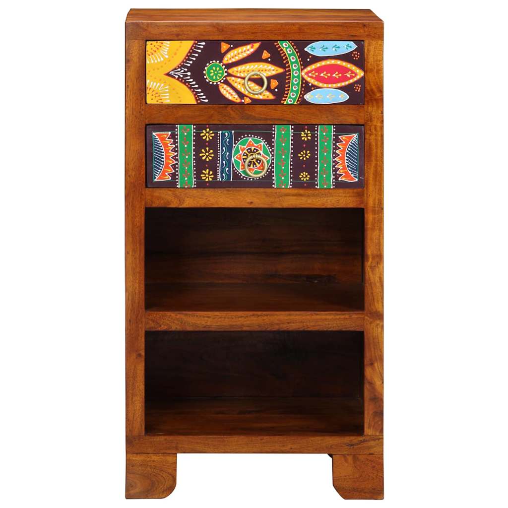 Floral End Table with Drawer with Storage Brown 40 x 35 x 75 cm