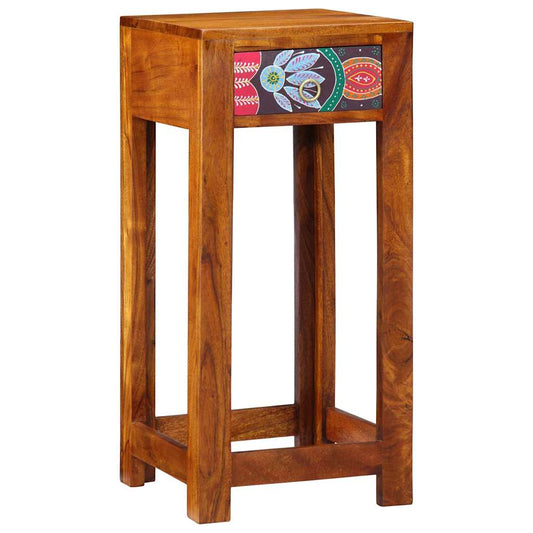 Floral End Table with Drawer with Storage Brown 35 x 35 x 75 cm
