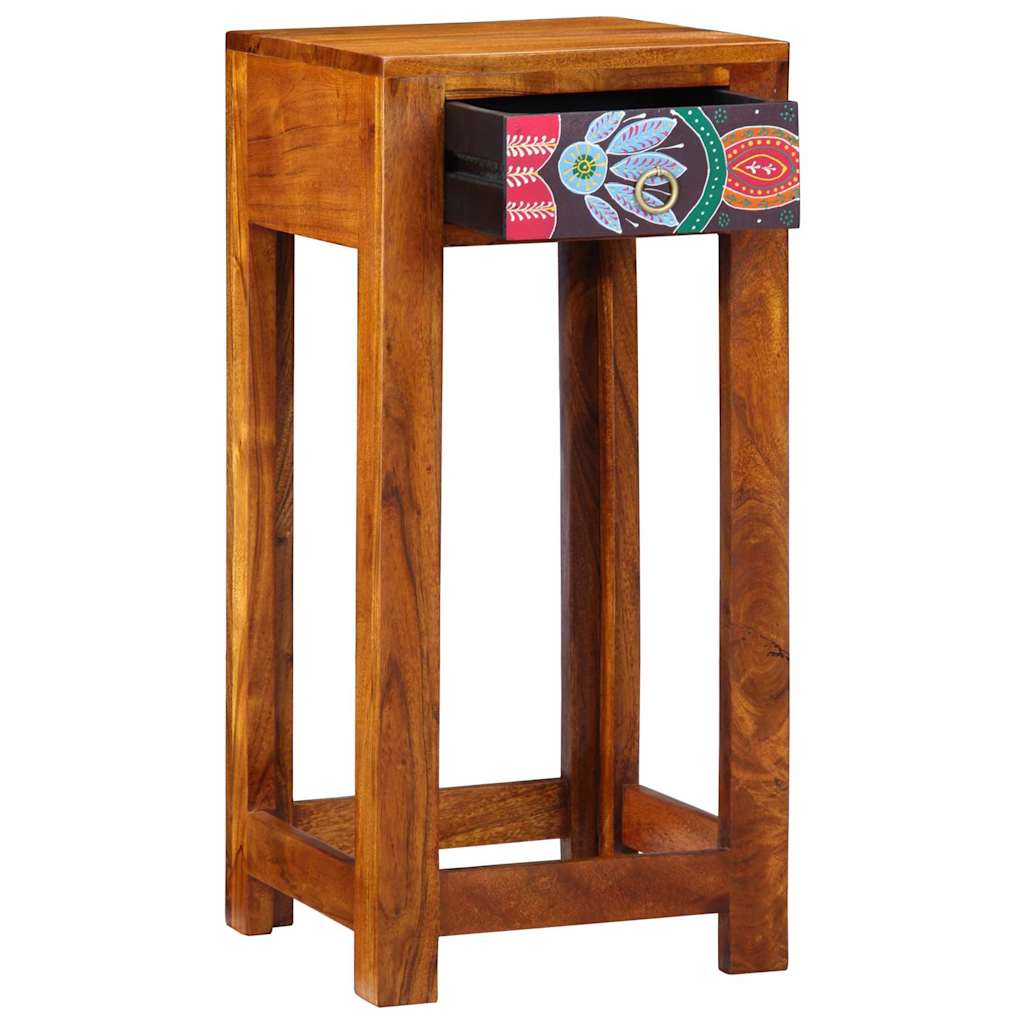 Floral End Table with Drawer with Storage Brown 35 x 35 x 75 cm