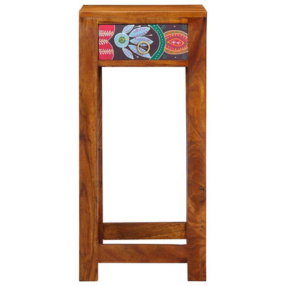 Floral End Table with Drawer with Storage Brown 35 x 35 x 75 cm