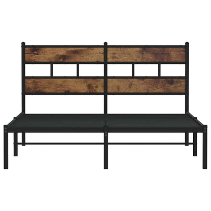 Metal Bed Frame without Mattress Smoked Oak 140x190 cm