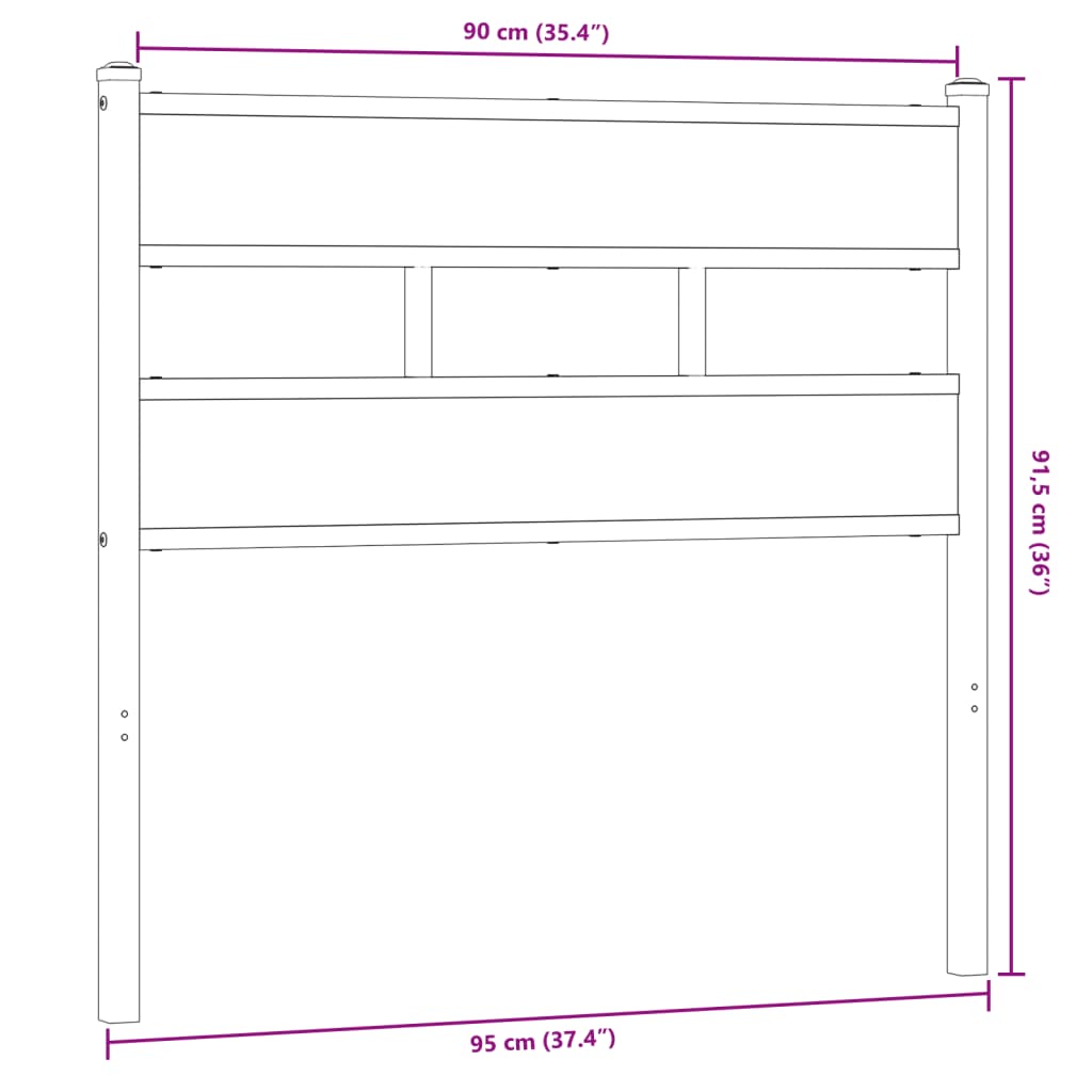 Replace Headboard Smoked Oak 90 cm Iron and Engineered Wood