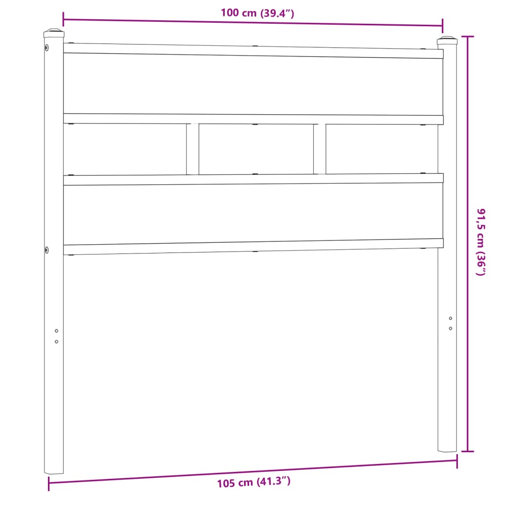 Replace Headboard Smoked Oak 100 cm Iron and Engineered Wood