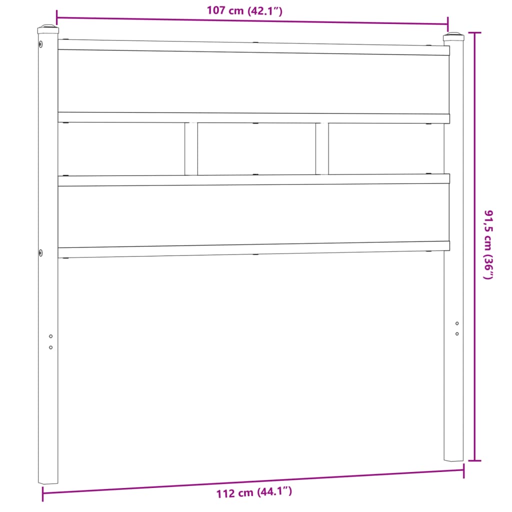 Replace Headboard Smoked Oak 107 cm Iron and Engineered Wood