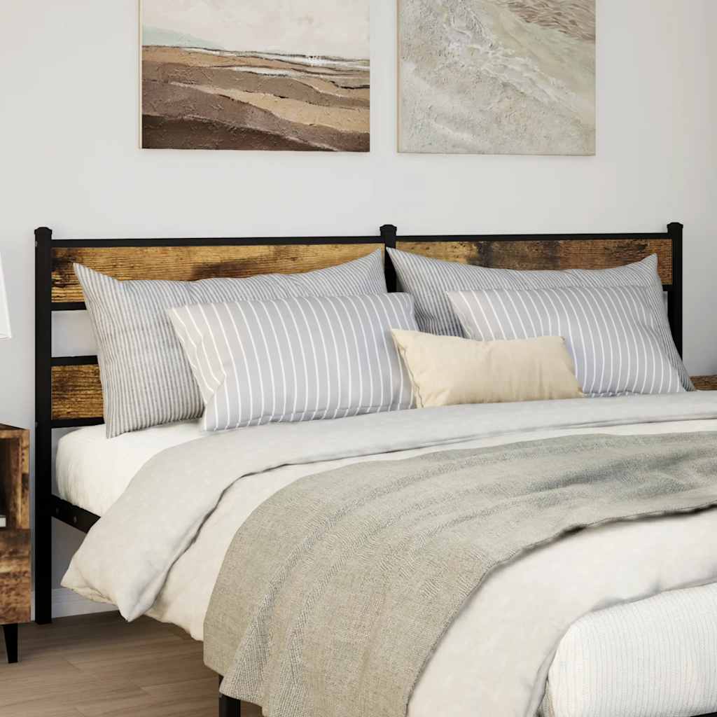 Replace Headboard Smoked Oak 193 cm Iron and Engineered Wood