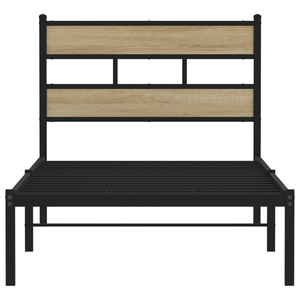 Metal Bed Frame without Mattress Sonoma Oak 90x190 cm Single
